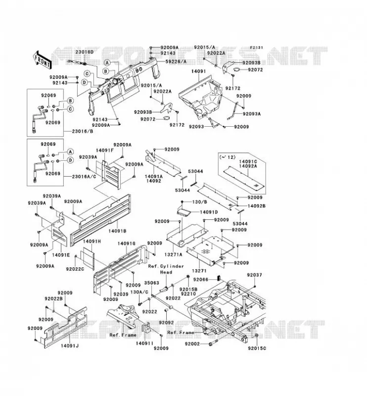 PIECE DE CADRE (COUVERTURE) Kawasaki SSV 950 2013 MULE 4010 TRANS 4X4 DIESEL  KAF950GDF