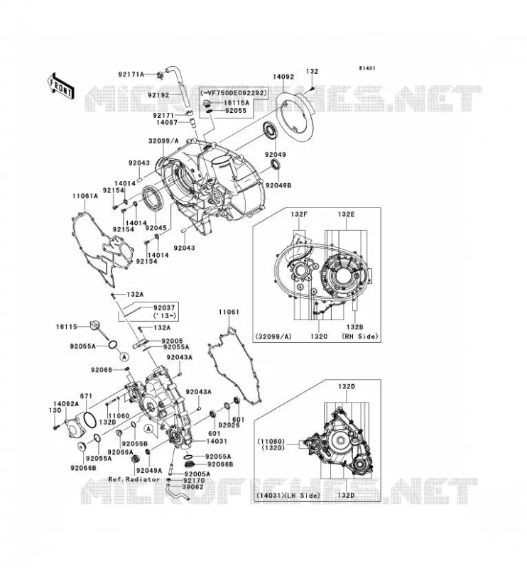 COUVERCLES MOTEUR Kawasaki SSV 750 2013 TERYX 4 750 4X4  KRT750ADF