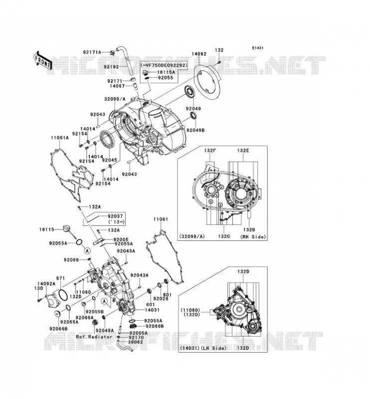COUVERCLES MOTEUR Kawasaki SSV 750 2012 TERYX 4 750 4X4 EPS  KRT750BCF