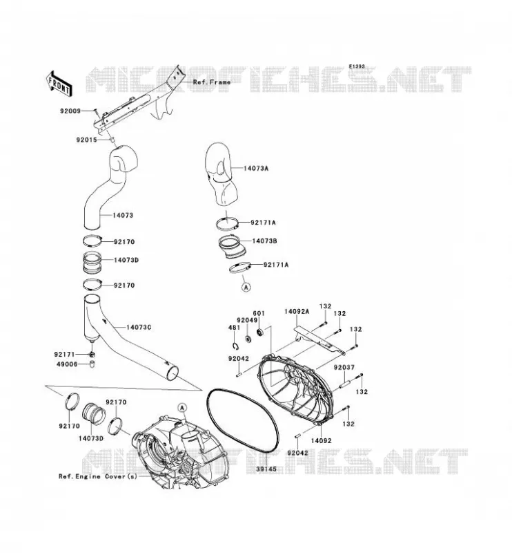 COUVERCLE CONVERTISSEUR Kawasaki SSV 750 2013 TERYX 4 750 4X4 EPS  KRT750BDF