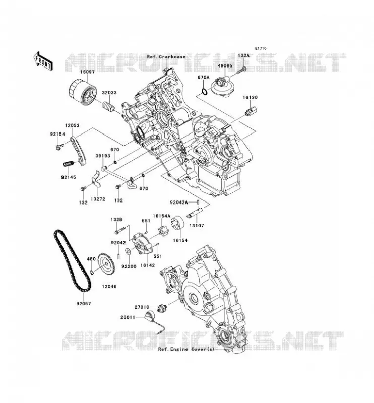 POMPE A HUILE/FILTRE &Agrave; HUILE Kawasaki SSV 800 2014 TERYX 4  KRT800BEF
