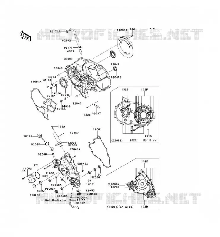 COUVERCLES MOTEUR Kawasaki SSV 800 2014 TERYX 4  KRT800CEF