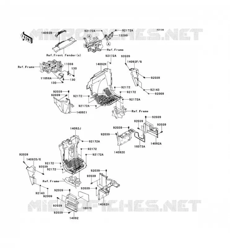 PIECE DE CADRE(AVANT) Kawasaki SSV 800 2014 TERYX 4  KRT800CEF