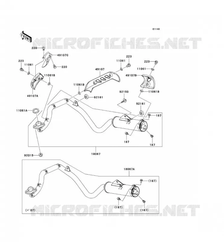 &Eacute;CHAPPEMENT Kawasaki TOUT-TERRAIN 110 2008 KLX110  KLX110A8F
