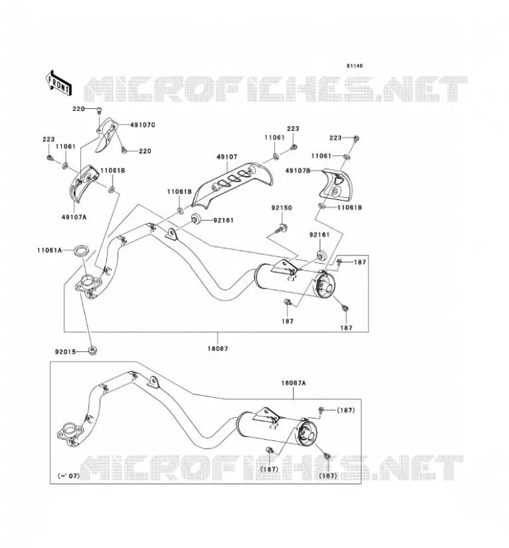 &Eacute;CHAPPEMENT Kawasaki TOUT-TERRAIN 110 2008 KLX110  KLX110A8F