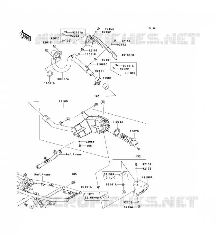 &Eacute;CHAPPEMENT Kawasaki TOUT-TERRAIN 140 2009 KLX140  KLX140A9F