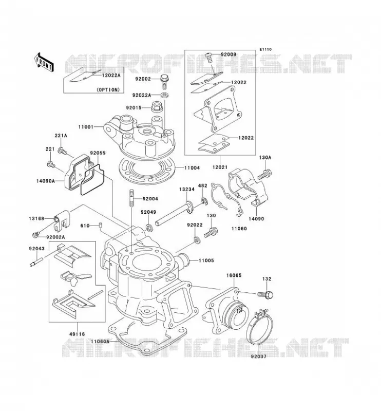 CULASSE/CYLINDRE Kawasaki TOUT-TERRAIN 100 2000 KX100  KX100-C3