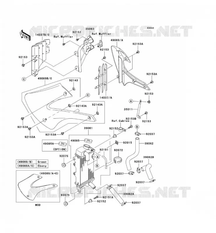 RADIATEUR Kawasaki TOUT-TERRAIN 100 2007 KX100  KX100D7F
