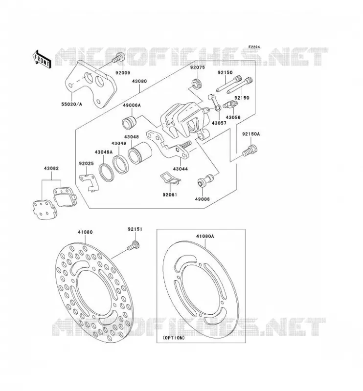 FREIN ARRIERE Kawasaki TOUT-TERRAIN 100 2009 KX100  KX100D9F