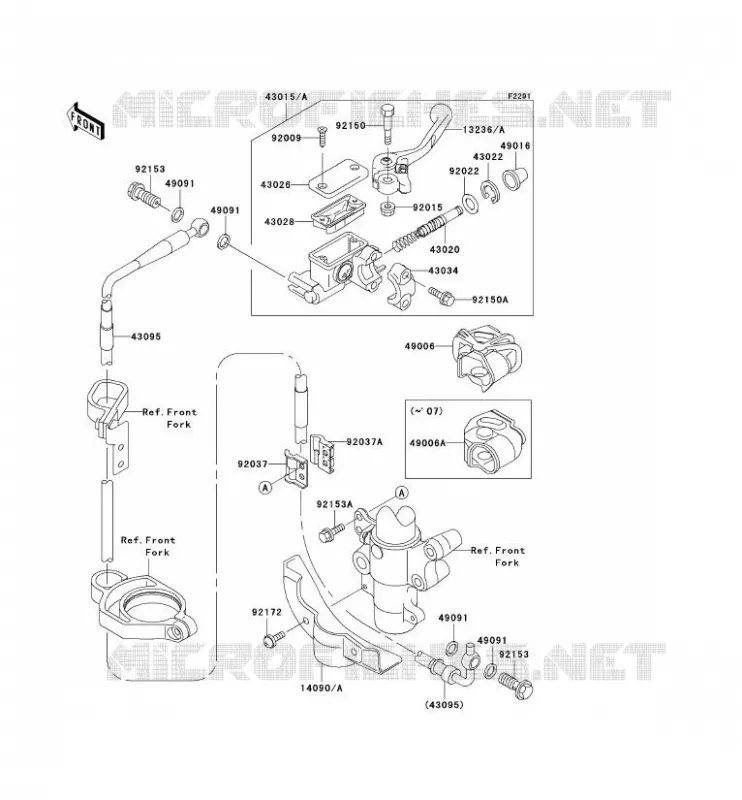 MAITRE CYLINDRE AV Kawasaki TOUT-TERRAIN 100 2009 KX100  KX100D9F