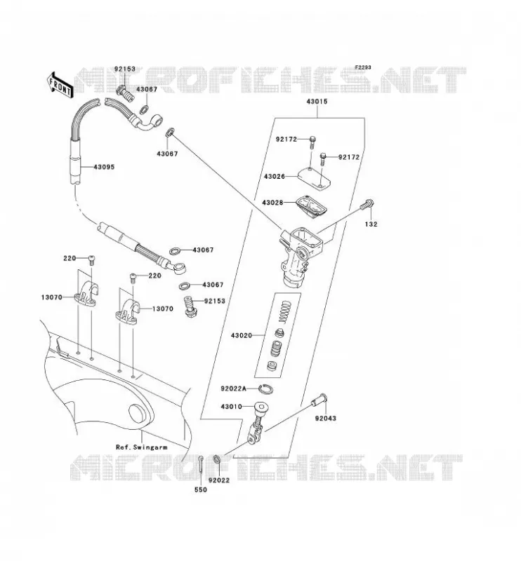 MAITRE CYLINDRE ARRI&Egrave;RE Kawasaki TOUT-TERRAIN 250 2005 KX250  KX250-R1