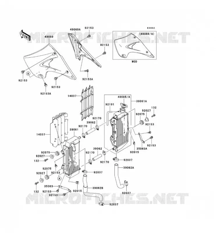 RADIATEUR Kawasaki TOUT-TERRAIN 250 2005 KX250  KX250-R1
