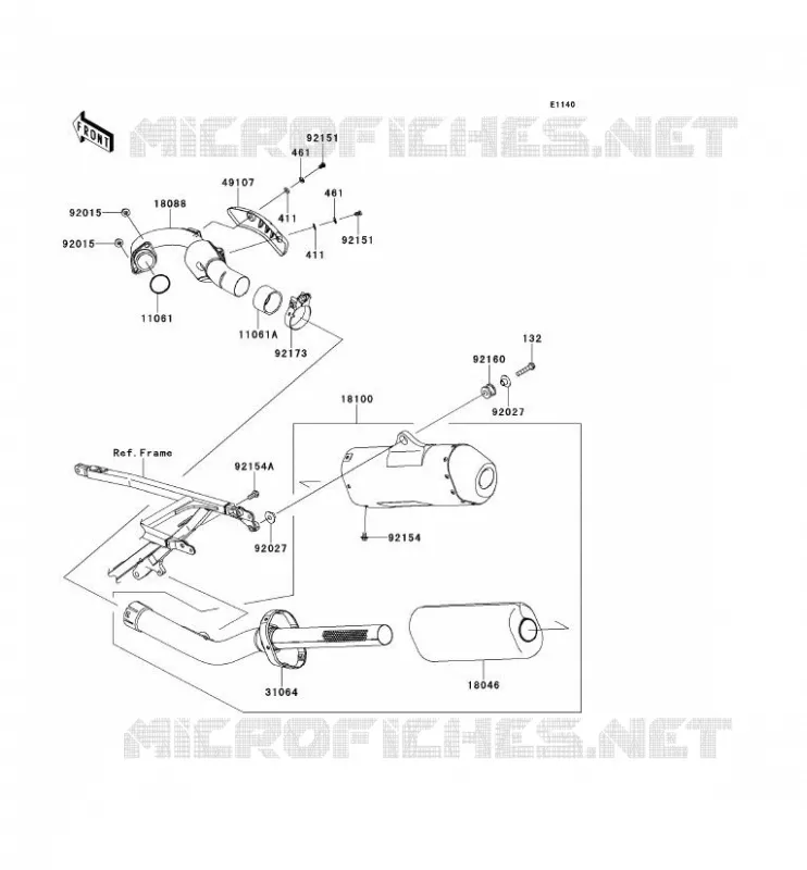 &Eacute;CHAPPEMENT Kawasaki TOUT-TERRAIN 250 2013 KX250F  KX250ZDF