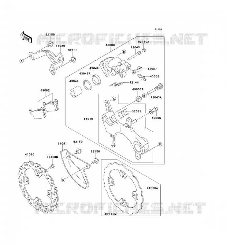 FREIN ARRIERE Kawasaki TOUT-TERRAIN 250 2014 KX250F  KX250ZEF