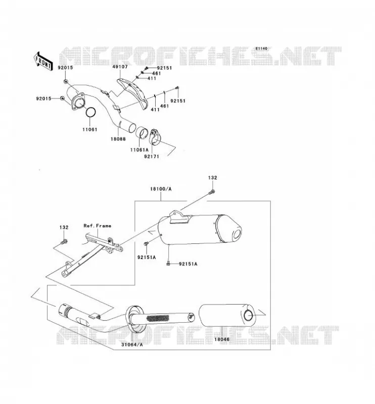 &Eacute;CHAPPEMENT Kawasaki TOUT-TERRAIN 450 2007 KX450F  KX450D7F