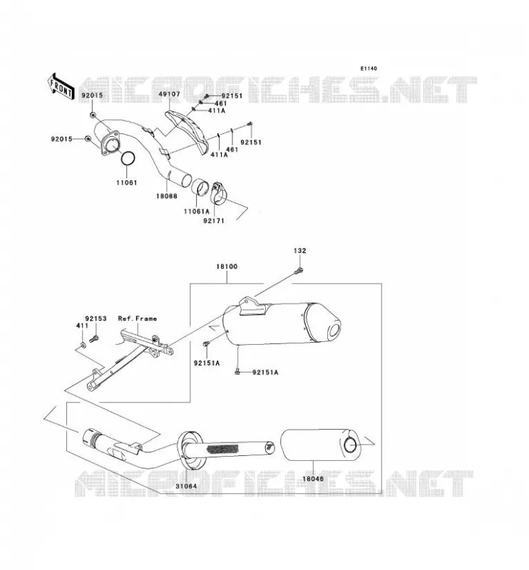 &Eacute;CHAPPEMENT Kawasaki TOUT-TERRAIN 450 2008 KX450F  KX450D8F