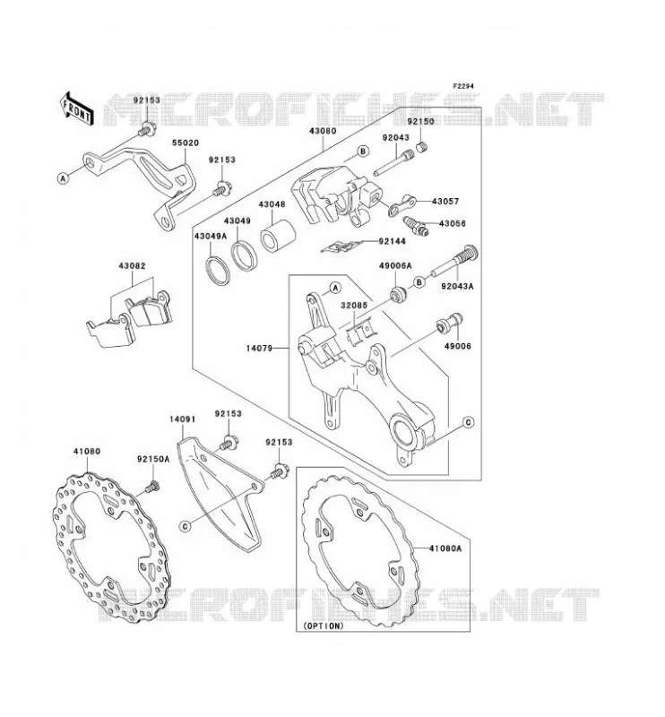 FREIN ARRIERE Kawasaki TOUT-TERRAIN 450 2008 KX450F  KX450D8F