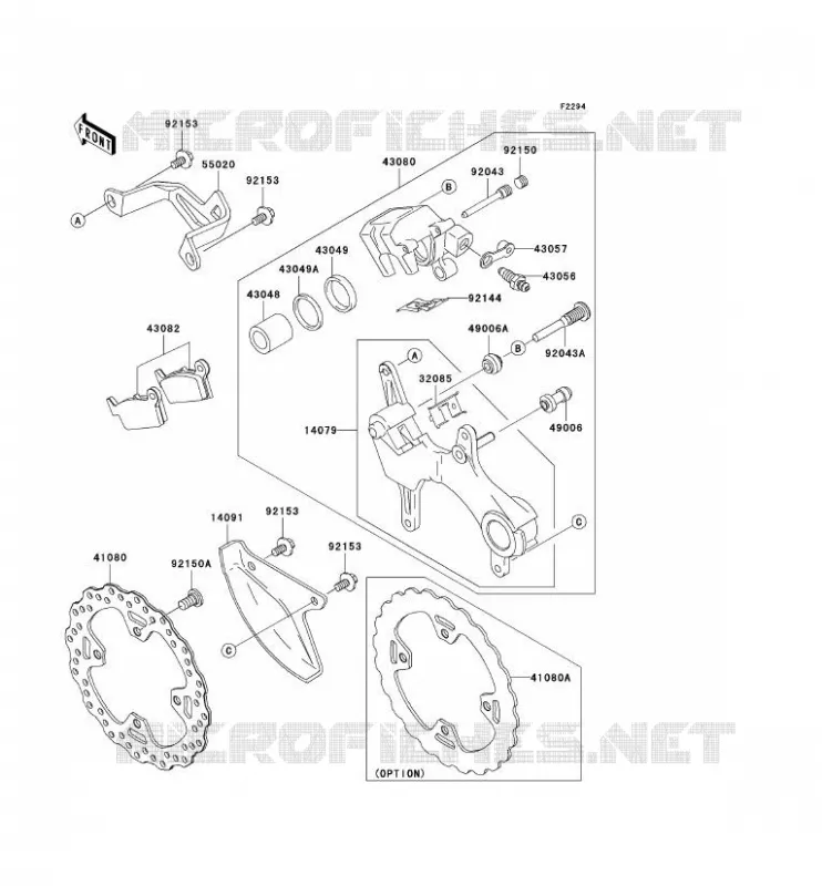 FREIN ARRIERE Kawasaki TOUT-TERRAIN 450 2009 KX450F  KX450E9F