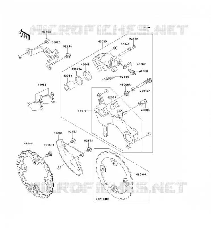 FREIN ARRIERE Kawasaki TOUT-TERRAIN 450 2010 KX450F  KX450EAF