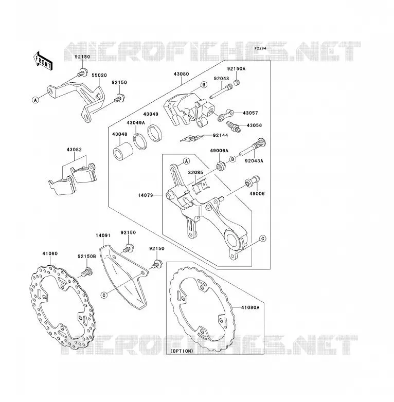 FREIN ARRIERE Kawasaki TOUT-TERRAIN 450 2012 KX450F  KX450FCF