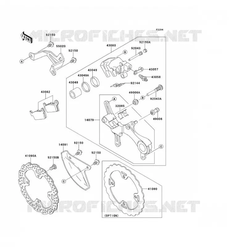 FREIN ARRIERE Kawasaki TOUT-TERRAIN 450 2014 KX450F  KX450FEF