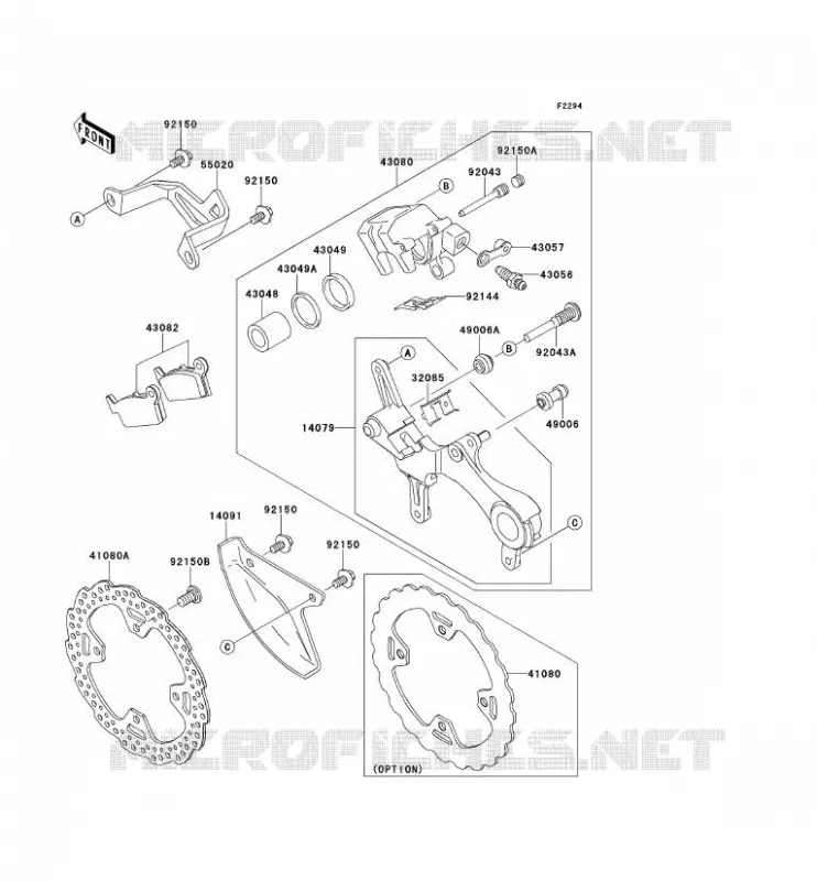 FREIN ARRIERE Kawasaki TOUT-TERRAIN 450 2014 KX450F  KX450FEF