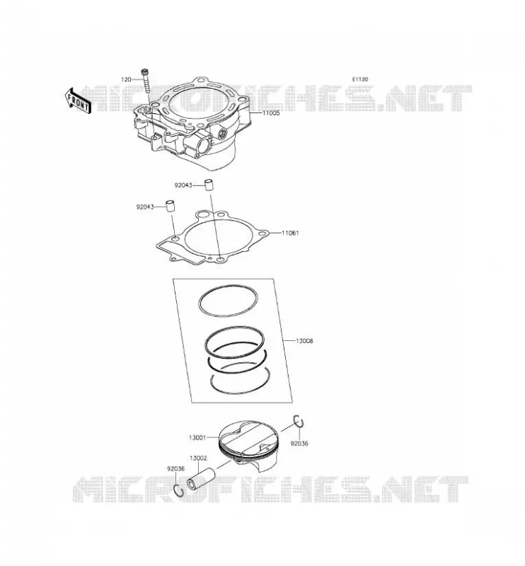 CYLINDRE/PISTON Kawasaki TOUT-TERRAIN 450 2016 KX450F  KX450HGF