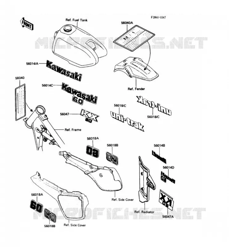LABEL Kawasaki TOUT-TERRAIN 60 1986 KX60  KX60-B2
