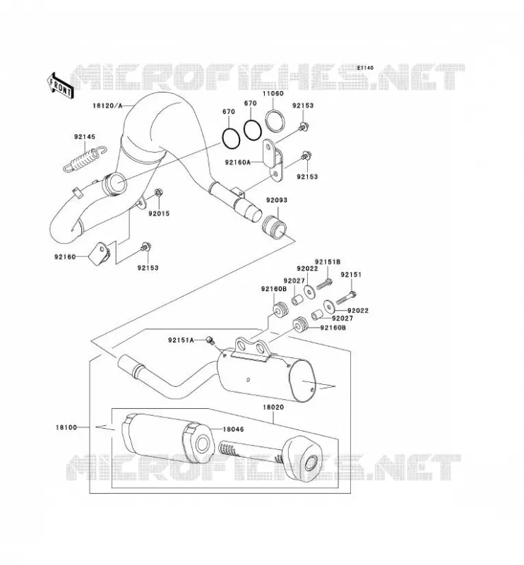 &Eacute;CHAPPEMENT Kawasaki TOUT-TERRAIN 65 2008 KX65  KX65A8F