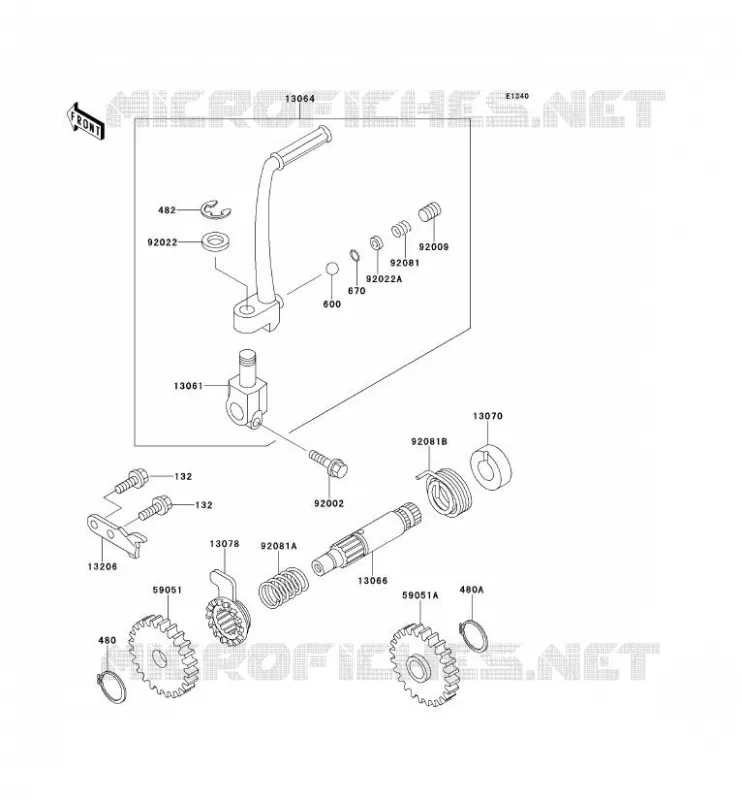MECANISME DE KICK Kawasaki TOUT-TERRAIN 80 1991 KX80  KX80-R1
