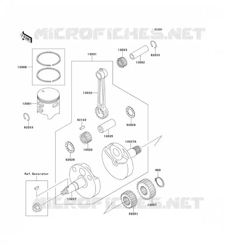 VILEBREQUIN/PISTON Kawasaki TOUT-TERRAIN 80 1991 KX80  KX80-R1