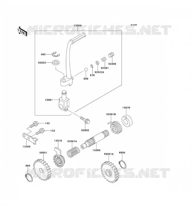 MECANISME DE KICK Kawasaki TOUT-TERRAIN 80 1993 KX80  KX80-R3