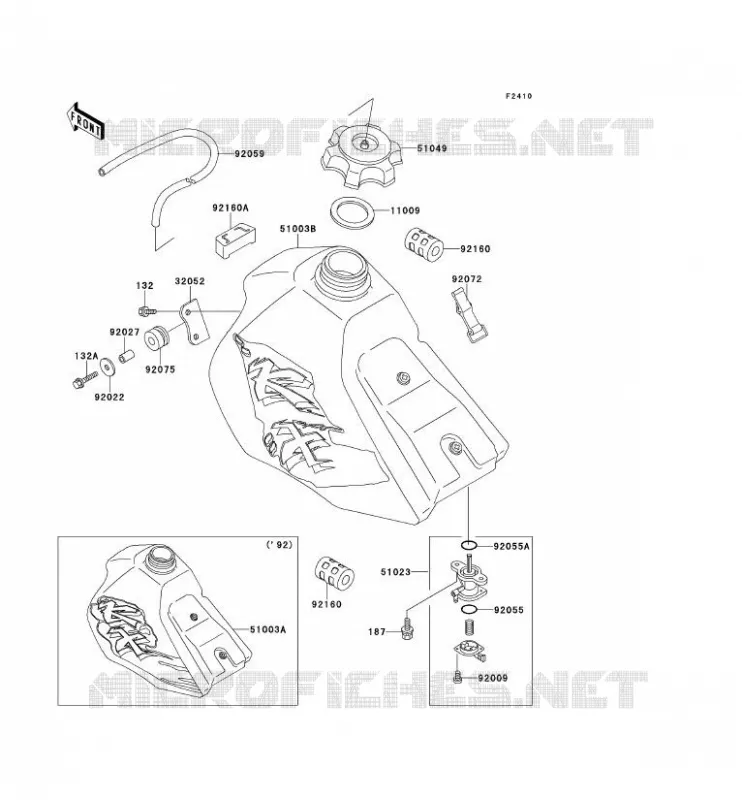 RESERVOIR CARBURANT Kawasaki TOUT-TERRAIN 80 1993 KX80  KX80-R3