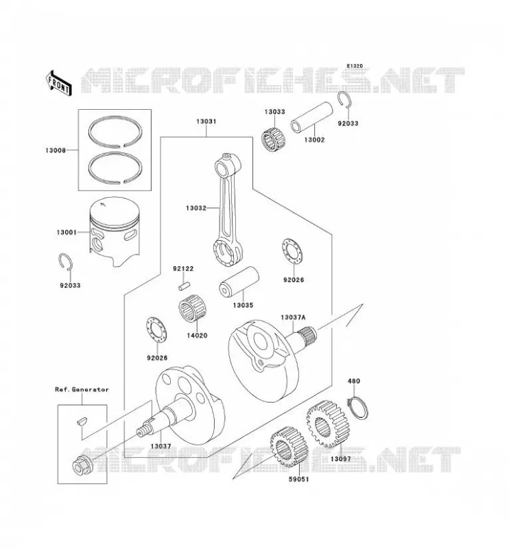 VILEBREQUIN/PISTON Kawasaki TOUT-TERRAIN 80 1993 KX80  KX80-R3