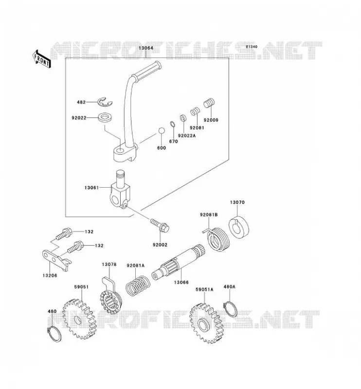 MECANISME DE KICK Kawasaki TOUT-TERRAIN 80 1994 KX125  KX80-R4