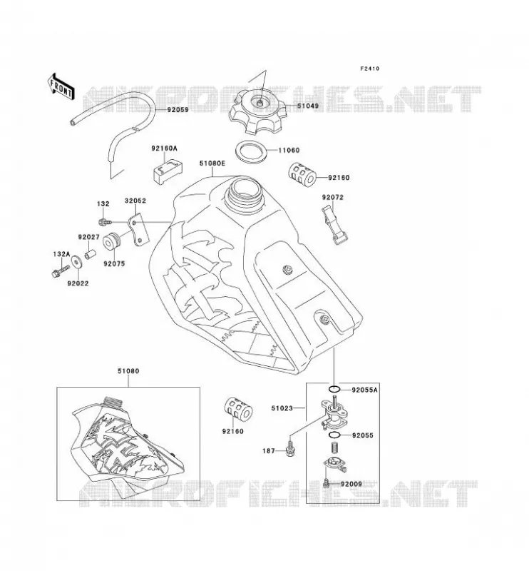 RESERVOIR CARBURANT Kawasaki TOUT-TERRAIN 80 1994 KX80  KX80-R4