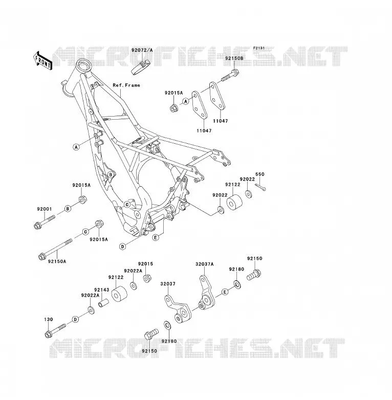 PIECE DE CADRE (COUVERTURE) Kawasaki TOUT-TERRAIN 80 1996 KX80  KX80-R6