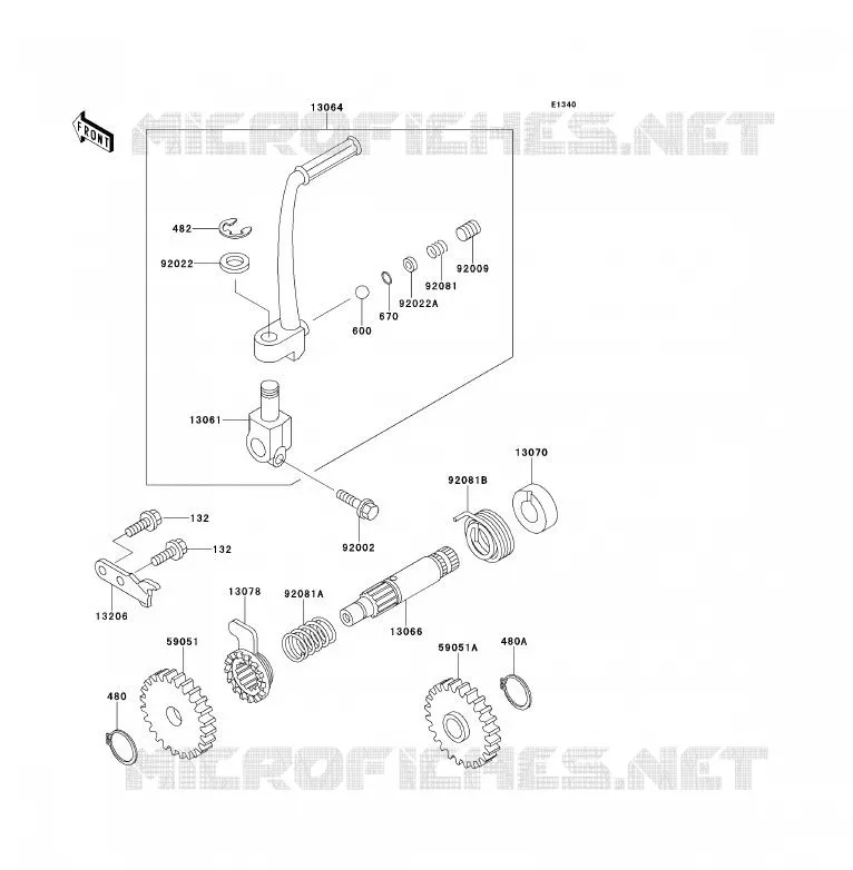 MECANISME DE KICK Kawasaki TOUT-TERRAIN 80 1997 KX80  KX80-R7