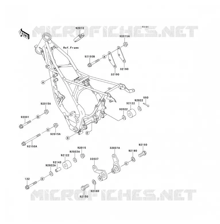 PIECE DE CADRE (COUVERTURE) Kawasaki TOUT-TERRAIN 80 1999 KX80  KX80-W2