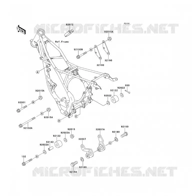 PIECE DE CADRE (COUVERTURE) Kawasaki TOUT-TERRAIN 80 2000 KX80  KX80-W3