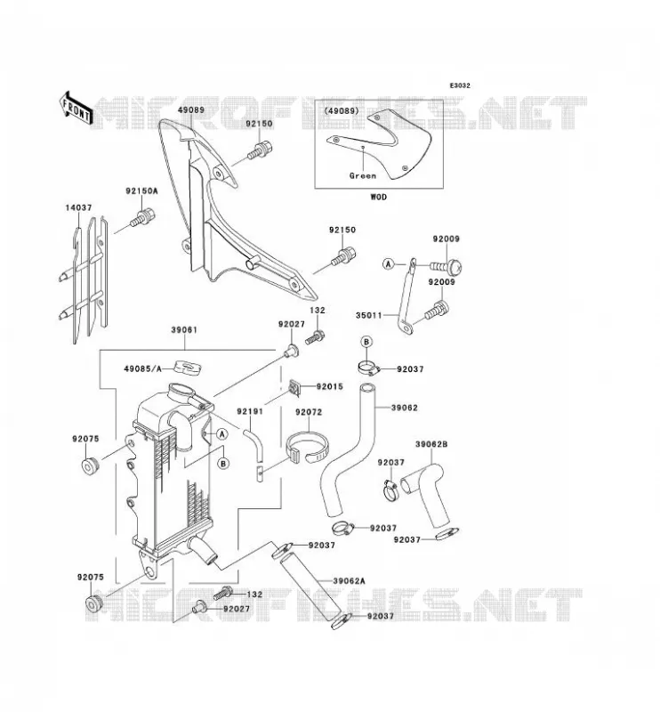 RADIATEUR Kawasaki TOUT-TERRAIN 80 2000 KX80  KX80-X3