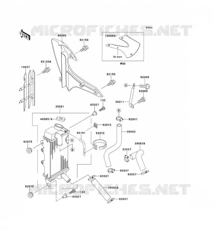 RADIATEUR Kawasaki TOUT-TERRAIN 80 2000 KX80  KX80-Y3