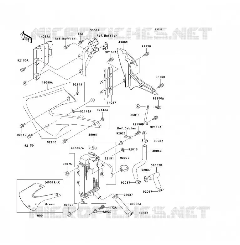 RADIATEUR Kawasaki TOUT-TERRAIN 85 2003 KX85 - KX85 II  KX85-A3