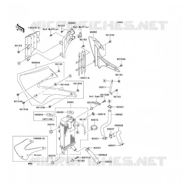 RADIATEUR Kawasaki TOUT-TERRAIN 85 2008 KX85 - KX85 II  KX85A8F