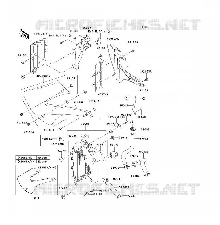 RADIATEUR Kawasaki TOUT-TERRAIN 85 2008 KX85  KX85A8F