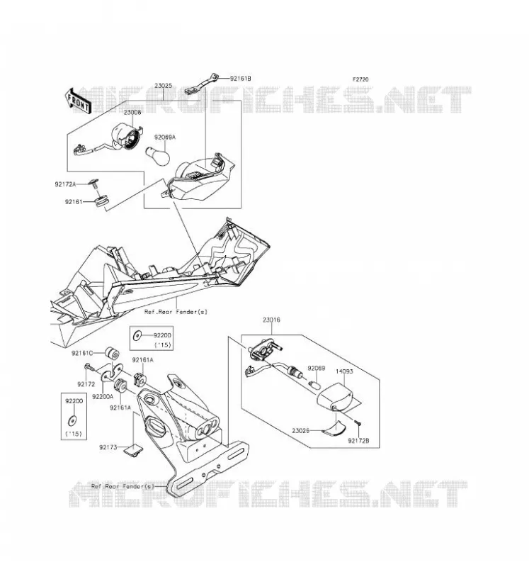 FEUX ARRI&Egrave;RE(S) Kawasaki MOTOS 250 2016 Z250SL ABS  BR250FGF