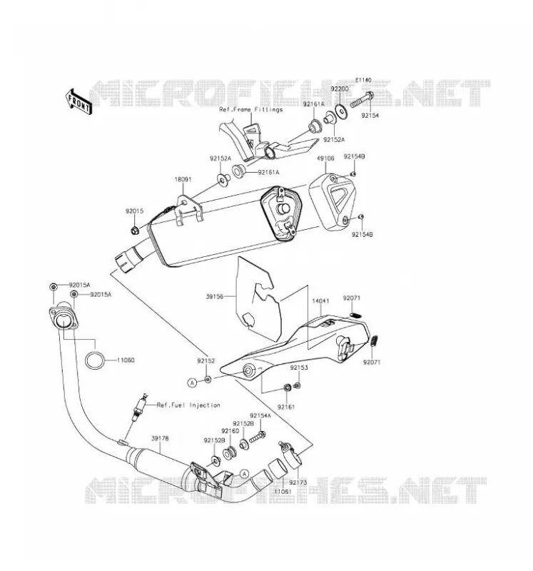 &Eacute;CHAPPEMENT Kawasaki MOTOS 250 2016 NINJA 250SL  BX250AGFA