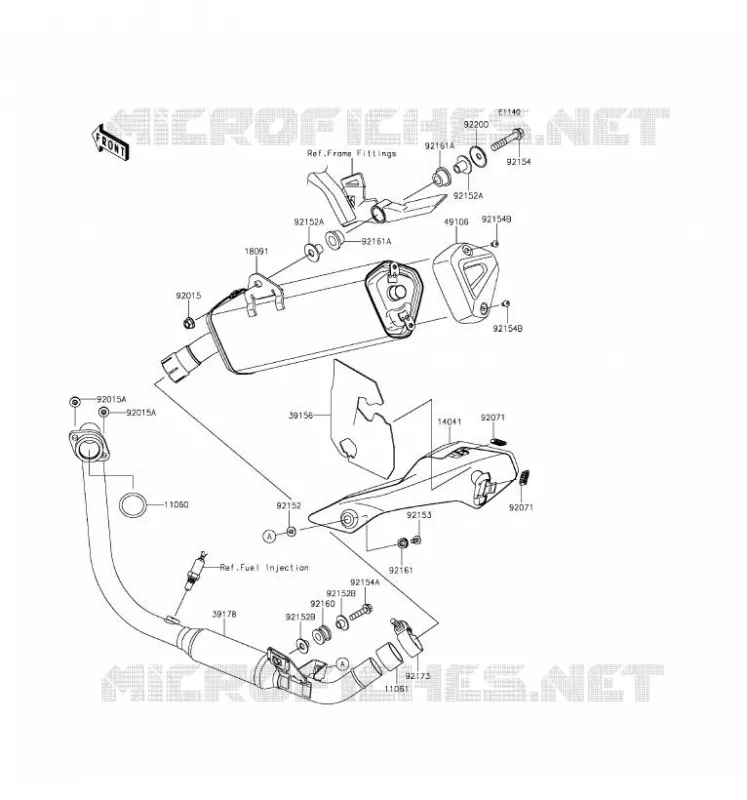 &Eacute;CHAPPEMENT Kawasaki MOTOS 250 2016 NINJA 250SL ABS  BX250BGF