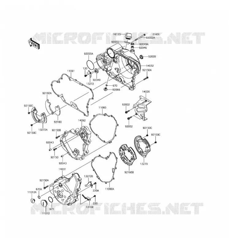 COUVERCLES MOTEUR Kawasaki MOTOS 650 2016 KLR650  KL650EGF