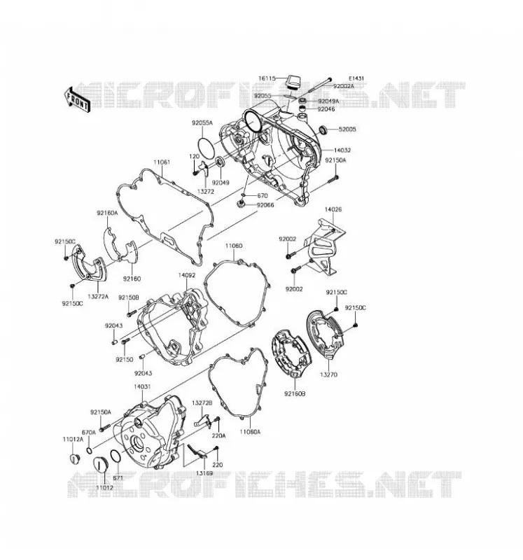 COUVERCLES MOTEUR Kawasaki MOTOS 650 2017 KLR650  KL650EHF